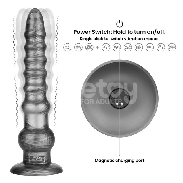 Lovetoy Vibrax Slider 12.5 Inch Vibrating Dildo - Grey