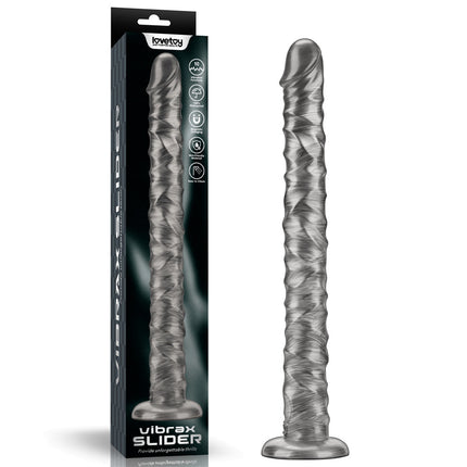 King Sized Vibrax Slider - Grey 16 Inch Vibrating Dildo