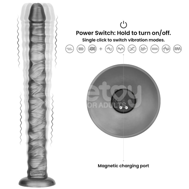 King Sized Vibrax Slider - Grey 16 Inch Vibrating Dildo