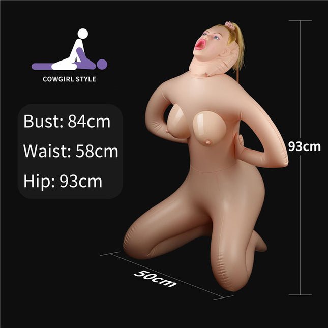 Fayola Horny Cowgirl - Inflatable Love Doll Sizing Chart 84cm bust, 58cm waist, 93cm hip