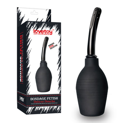 Bondage Fetish Deluxe Unisex Curved Douche - 310 ml Black with Case
