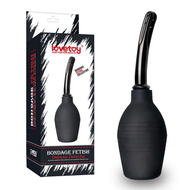 Bondage Fetish Deluxe Unisex Curved Douche - 310 ml Black with Case