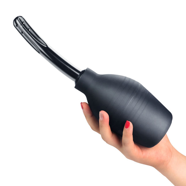 Hand Holding Bondage Fetish Deluxe Unisex Curved Douche - 310 ml Black