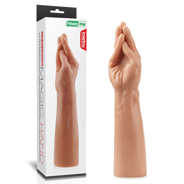 Front View with Case King Sized 13.5'' Realistic Magic Hand Dildo