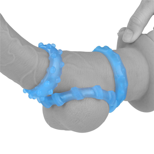 Lumino Play Glow in the Dark Blue Cock Rings - Set of 3