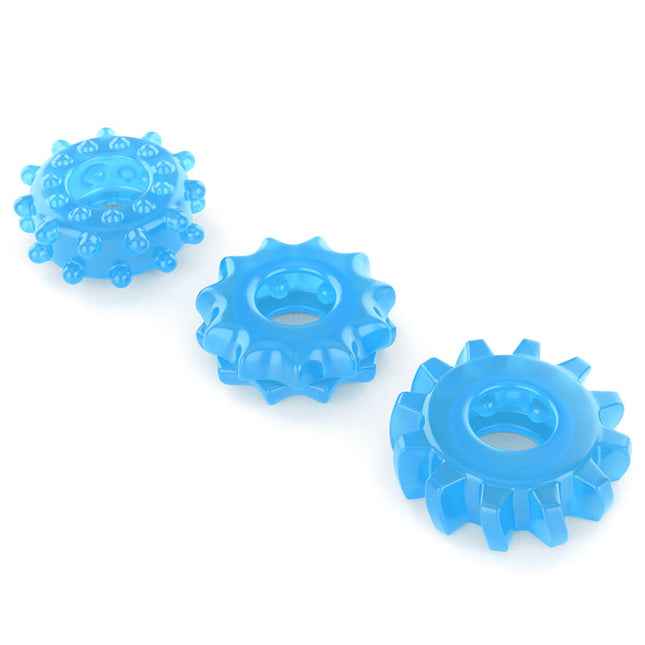 Lumino Play Glow in the Dark Blue Cock Rings - Set of 3