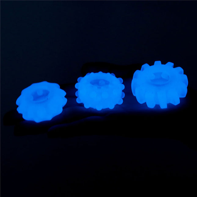 Lumino Play Glow in the Dark Blue Cock Rings - Set of 3