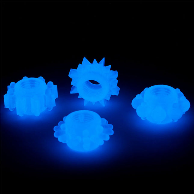 Lumino Play Glow in the Dark Blue Cock Rings - Set of 4