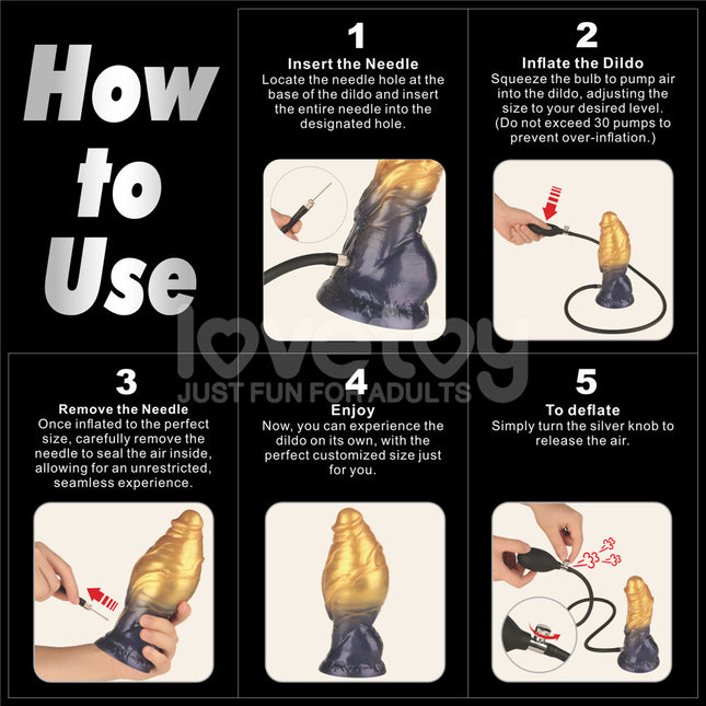 Aerosx 7.5 Inch Dual Density Gold/Blue Inflatable Fantasy Dildo