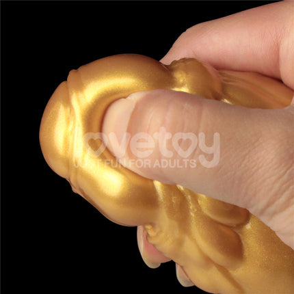 Aerosx 10 Inch Dual Density Gold/Blue Inflatable Fantasy Dildo