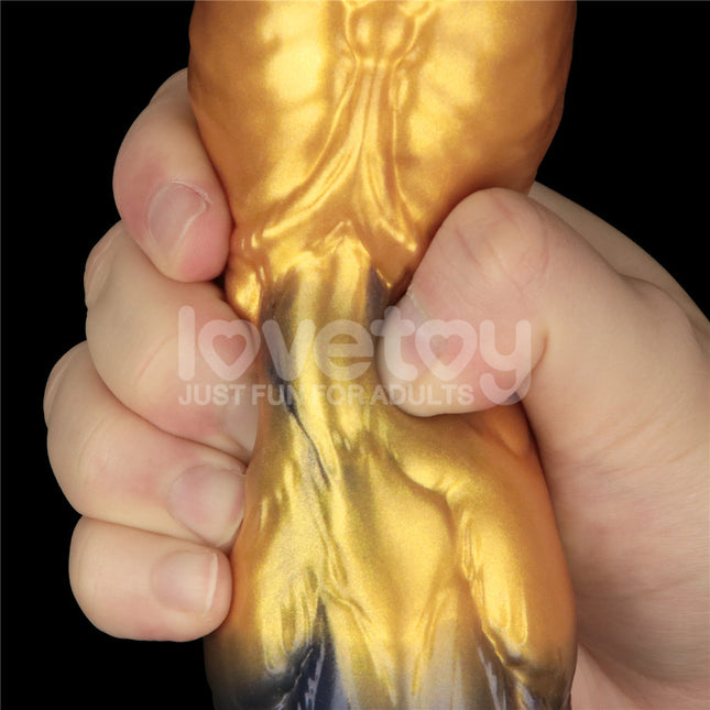 Aerosx 10 Inch Dual Density Gold/Blue Inflatable Fantasy Dildo