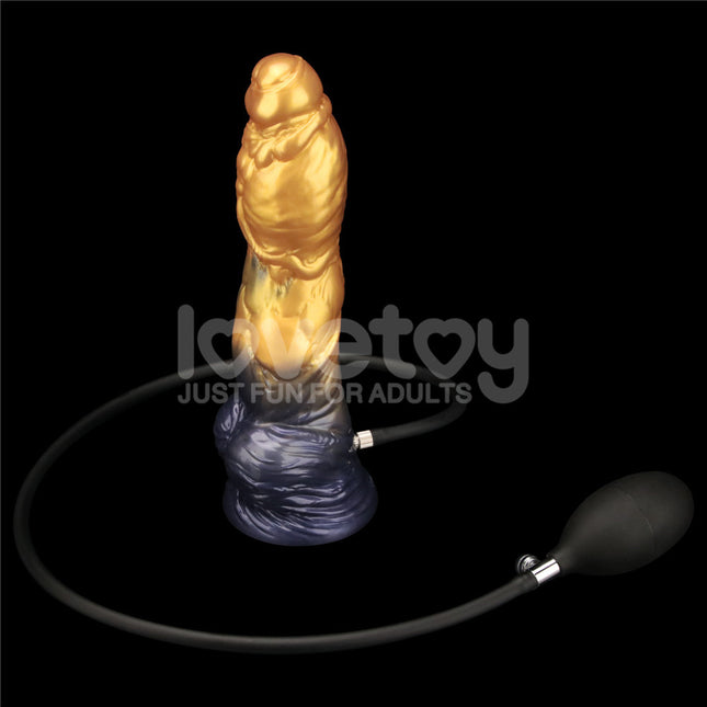 Aerosx 10 Inch Dual Density Gold/Blue Inflatable Fantasy Dildo