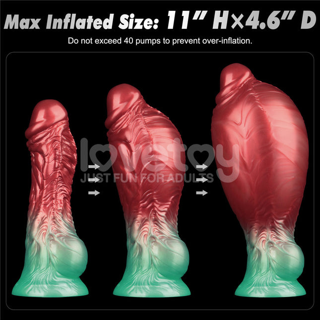 Aerosx 8 Inch Dual Density Red/Green 28 cm Inflatable Fantasy Dildo