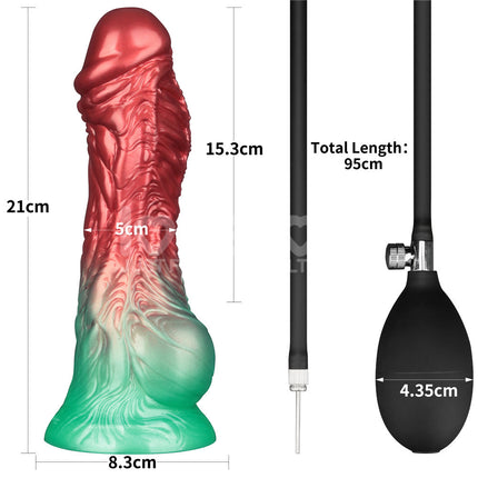 Aerosx 8 Inch Dual Density Red/Green 28 cm Inflatable Fantasy Dildo