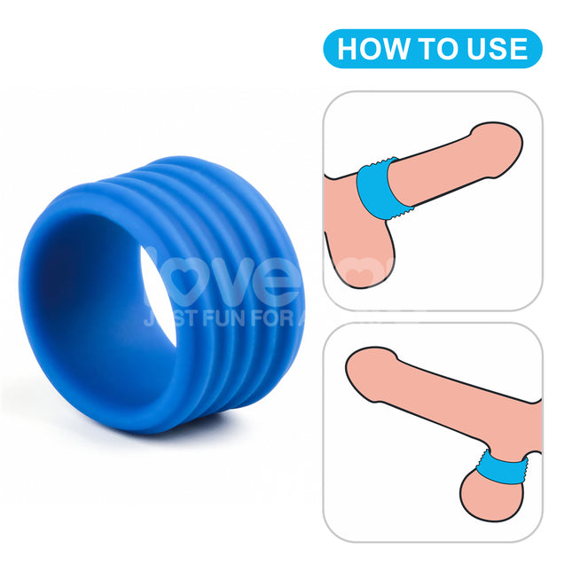 Pinnacle Pro Deep Rib Grip Blue Cock Ring