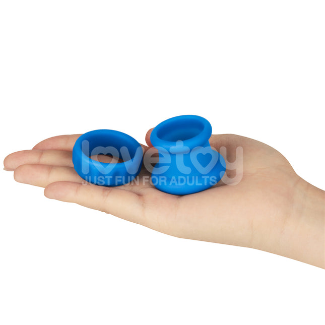 Pinnacle Pro Twin Flex Blue Cock & Balls Rings