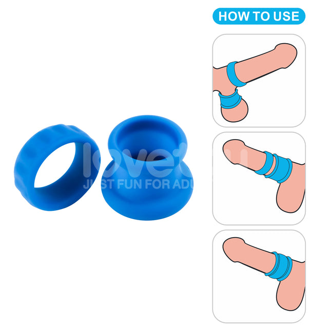 Pinnacle Pro Twin Flex Blue Cock & Balls Rings