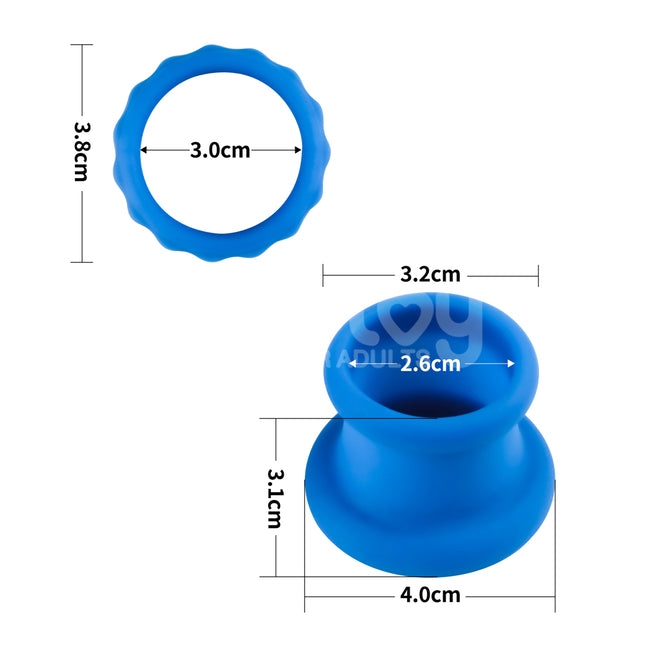 Pinnacle Pro Twin Flex Blue Cock & Balls Rings