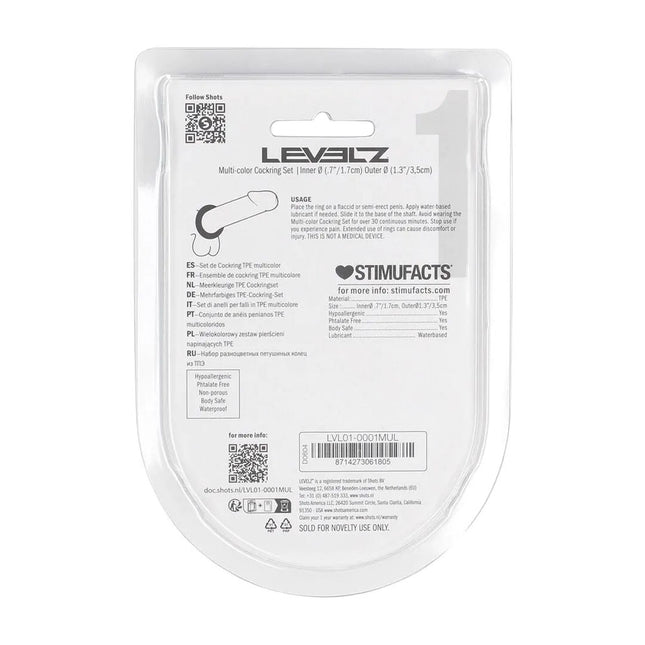 LEVELZ Multicolour Cock Ring Set - 4 Pack - Coloured Cock Rings