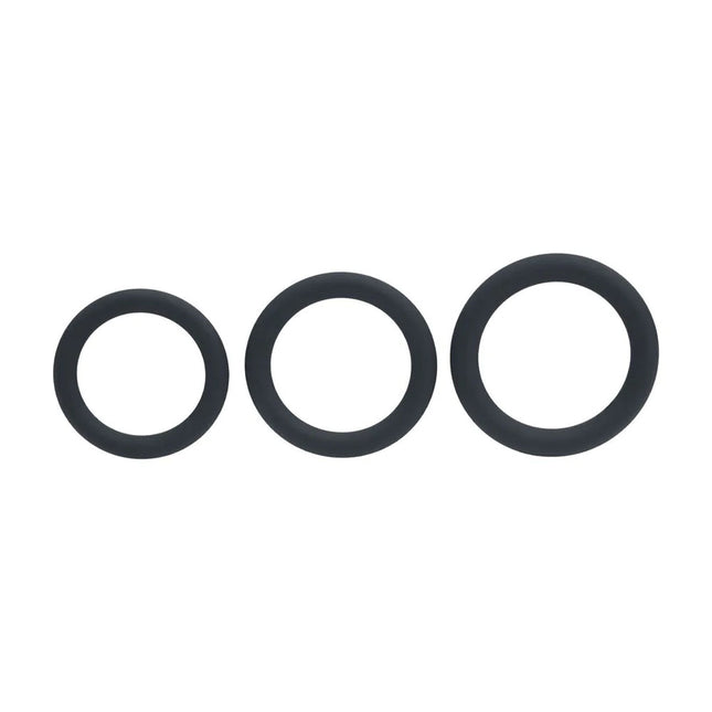 LEVELZ Classic Silicone Cock Ring Set - L/XL/XXL - Black Cock Rings