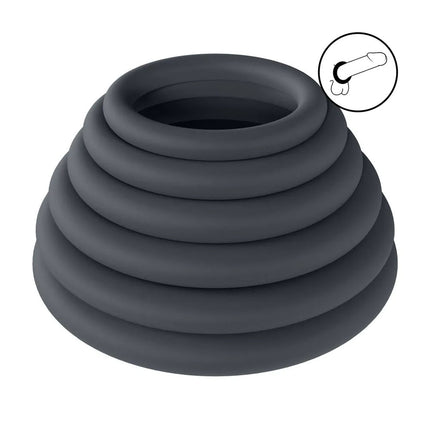 LEVELZ Classic Silicone Cock Ring Set of 6 - Black Cock Rings