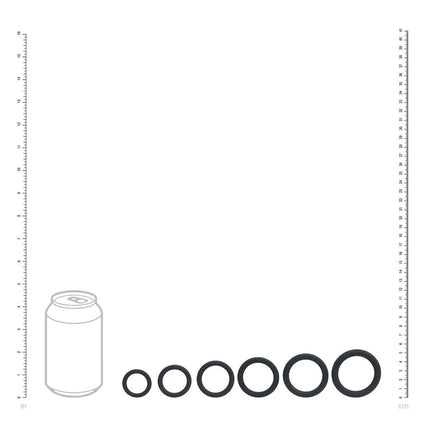 LEVELZ Classic Silicone Cock Ring Set of 6 - Black Cock Rings