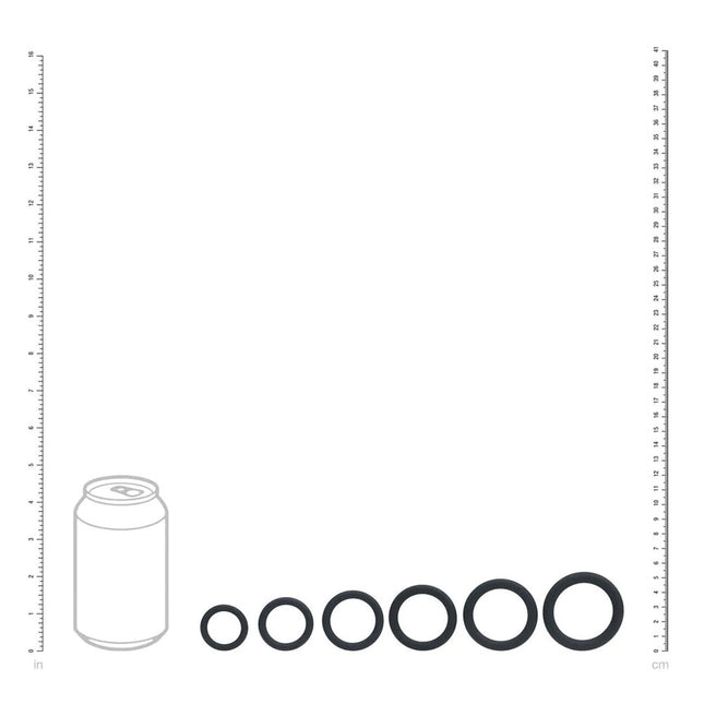 LEVELZ Classic Silicone Cock Ring Set of 6 - Black Cock Rings