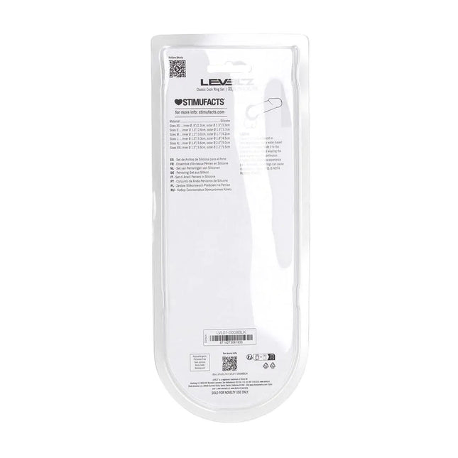 LEVELZ Classic Silicone Cock Ring Set of 6 - Black Cock Rings