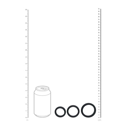 LEVELZ Wide O Silicone Cock Ring Set of 3 - S/M/L - Black Cock Rings