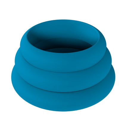 LEVELZ Wide O Silicone Cock Ring Set of 3 - L/XL/2X - Teal Cock Rings