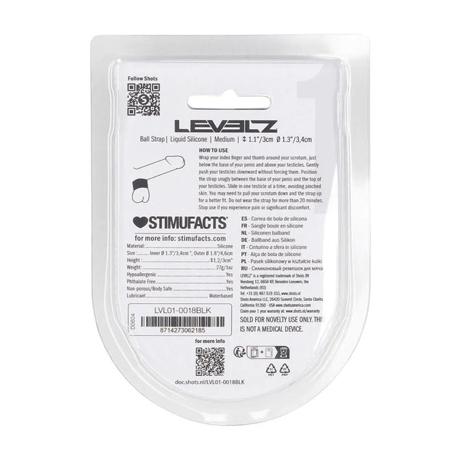 LEVELZ Medium Liquid Silicone Ball Strap - Black