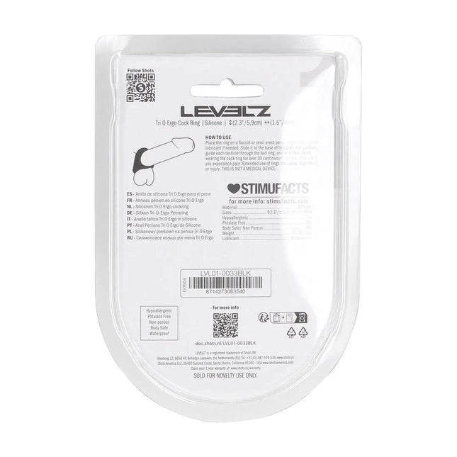 LEVELZ Tri O Ergo Silicone Cock Ring - Black