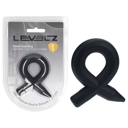 LEVELZ Pencil Liquid Silicone Cock Ring - Black