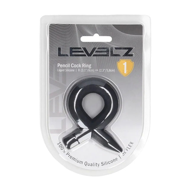 LEVELZ Pencil Liquid Silicone Cock Ring - Black