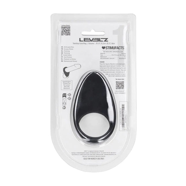 LEVELZ Teardrop Silicone Cock Ring - Black