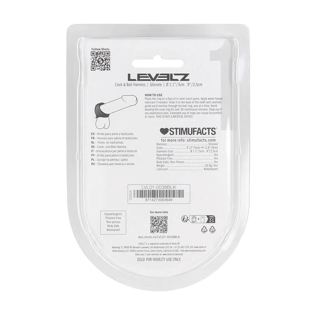 LEVELZ Silicone Cock & Ball Harness - Black