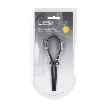 LEVELZ Wide Adjustable Silicone Lasso Cock Ring - Black