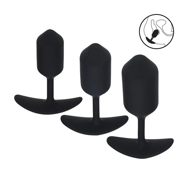 LEVELZ Silicone Weighted Anal Plug Training Set of 3 - Black