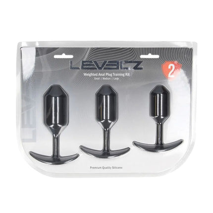 LEVELZ Silicone Weighted Anal Plug Training Set of 3 - Black