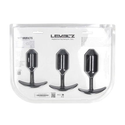 LEVELZ Silicone Weighted Anal Plug Training Set of 3 - Black