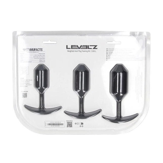 LEVELZ Silicone Weighted Anal Plug Training Set of 3 - Black