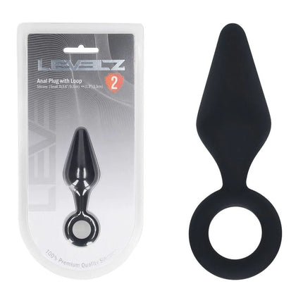 LEVELZ Silicone Small Anal Plug with Loop - Black