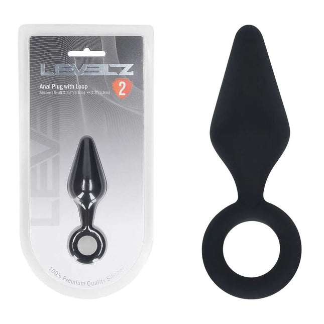 LEVELZ Silicone Small Anal Plug with Loop - Black