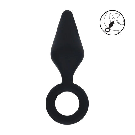 LEVELZ Silicone Medium Anal Plug with Loop - Black