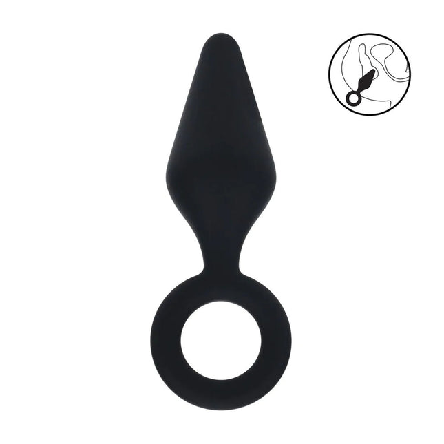 LEVELZ Silicone Medium Anal Plug with Loop - Black