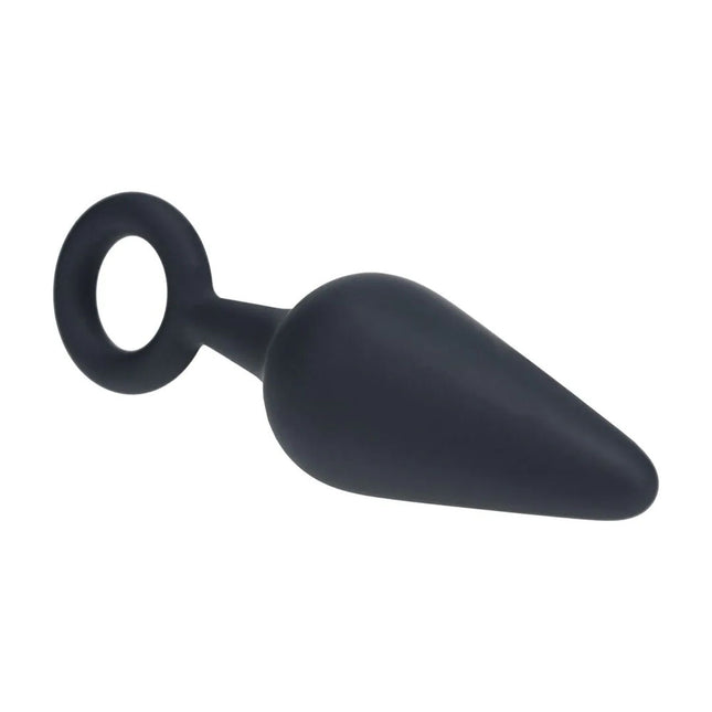 LEVELZ Silicone Medium Anal Plug with Loop - Black