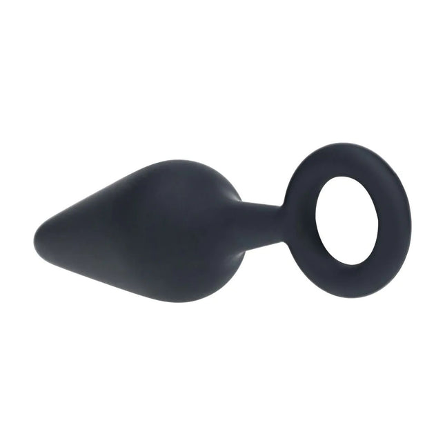LEVELZ Silicone Medium Anal Plug with Loop - Black