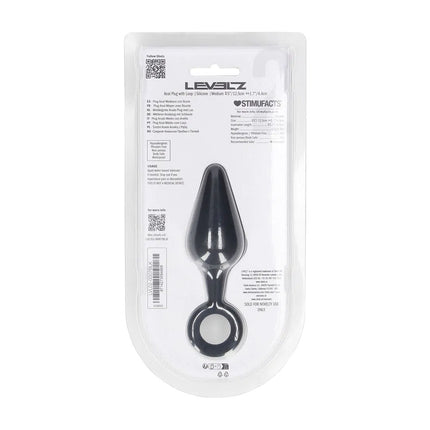 LEVELZ Silicone Medium Anal Plug with Loop - Black