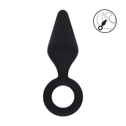 LEVELZ Silicone Large Anal Plug with Loop - Black