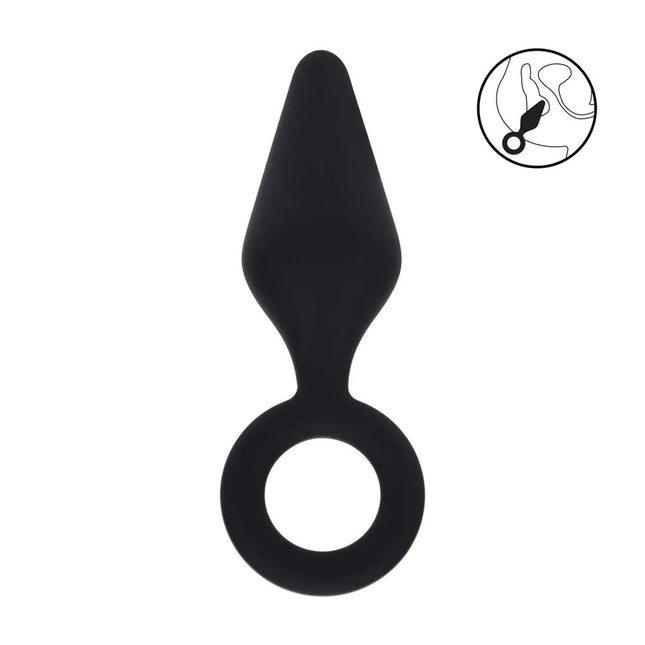 LEVELZ Silicone Large Anal Plug with Loop - Black